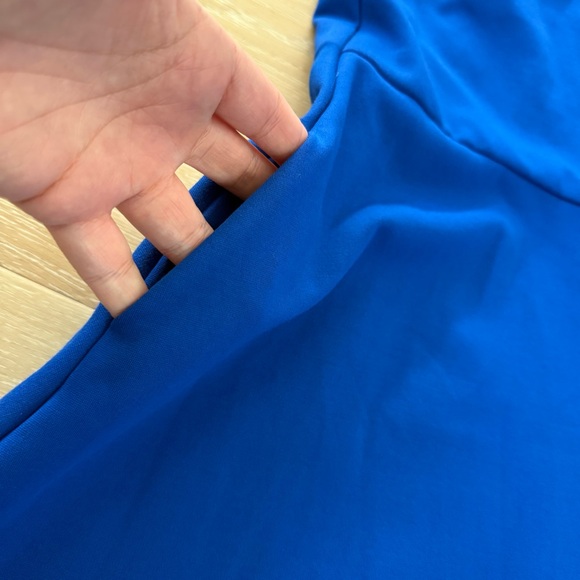 NWT Banana Republic One-Shoulder Ponte Fit & Flare Dress Deep Royal Blue SZ 14 T - Picture 7 of 9